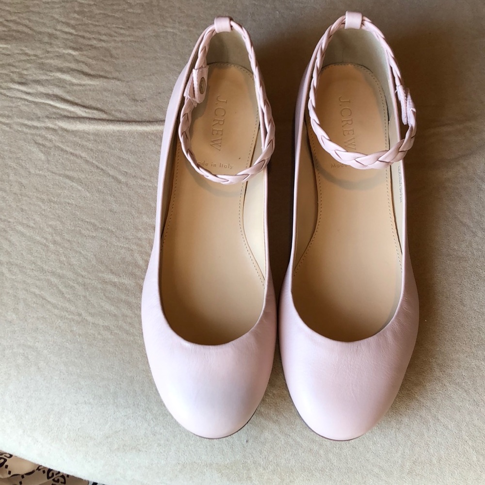 J. Crew Hana Braided Ankle-Strap ballet Flats